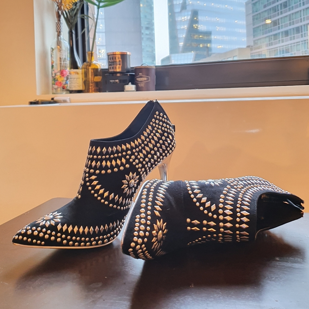 ♻️ Scene Silver Studded Rocker Punk Ankle Booties